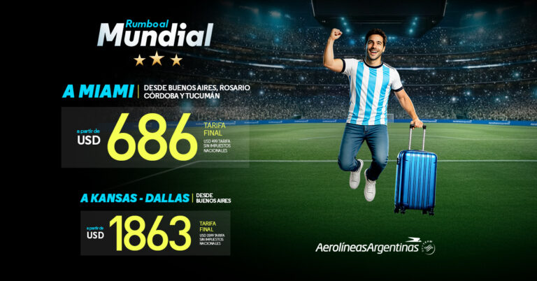 Aerolíneas Argentinas lanzó este lunes una promoción para viajar a EE.UU. durante el Mundial